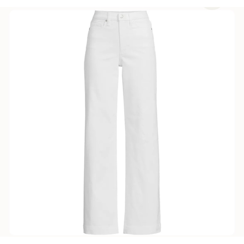 Lands End Wide Leg Jeans Womens 16 White Great High Rise 5-Pocket 536192-A5X NWT
